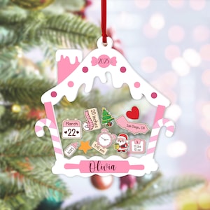 Personalized Gingerbread House Kids Ornament, Custom First Christmas Kids Ornament 2024, 1st Christmas Ornament, 4D Shake Kids Girl Ornament