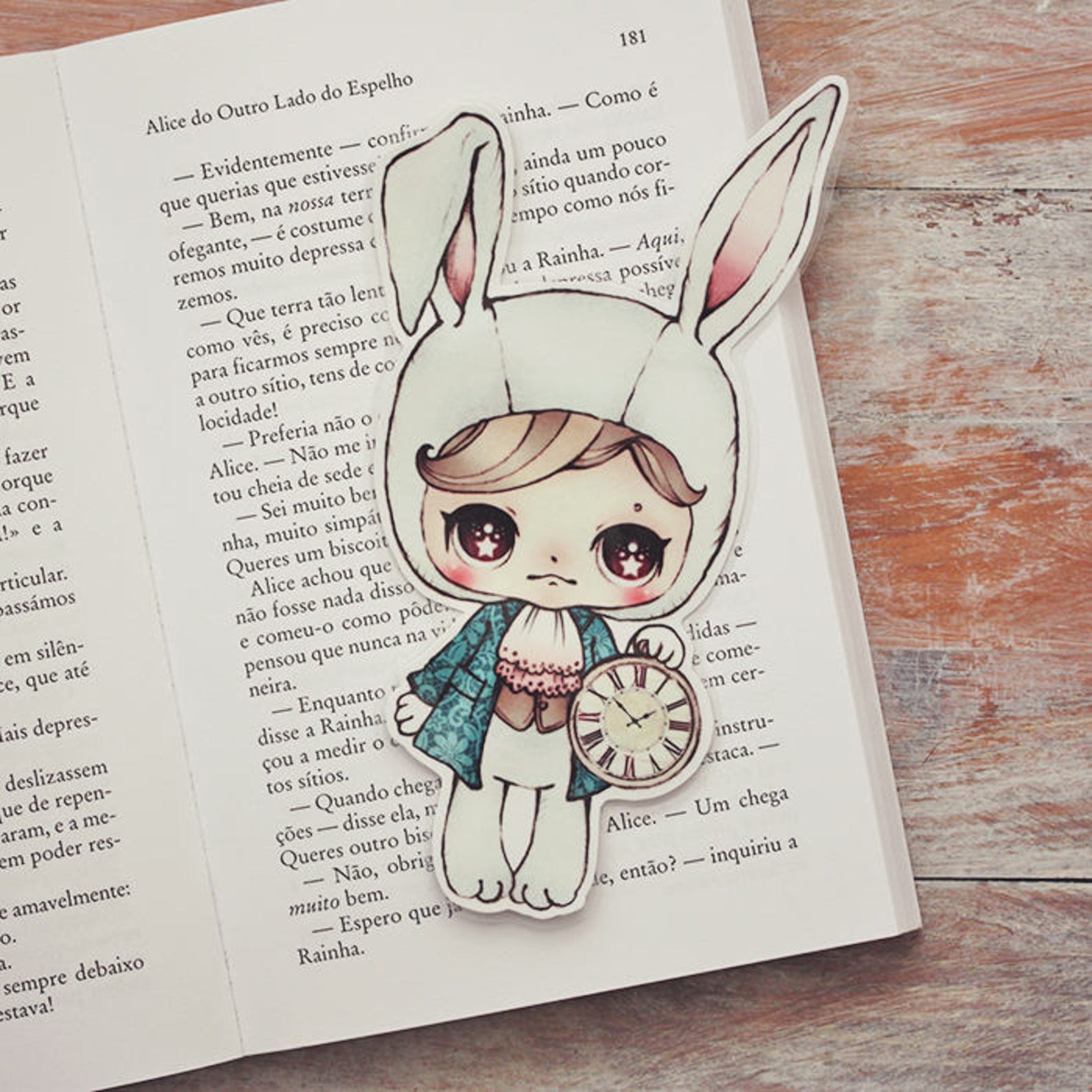 Alice in Wonderland the White Rabbit Bookmark Made to - Etsy