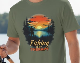 Fishing Is My Therapy Shirt, Fisherman T Shirt, Gift for Dad and Fishing Lovers