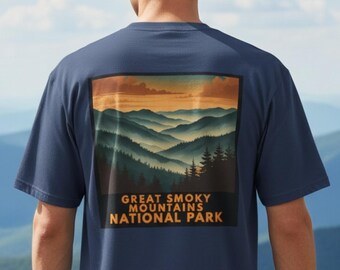 Great Smoky Mountains National Park Shirt, Back Print Tee Shirt, Tennessee Hiking Shirt for National Park Lovers