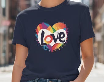 Love Heart Unisex Shirt, Pride Shirt, LGBTQ Rainbow Heart Tee, Love Wins Shirt, Equality Shirt, Pride Ally Gift