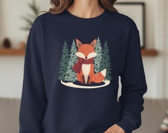 Winter Fox Sweatshirt, Woodland Animal Shirt, Fox Lover Gift