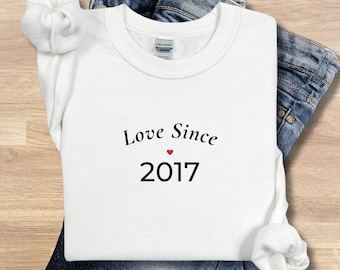 Sweat-shirt personnalisé pour anniversaire de l'amour de l'année, cadeau pour couple personnalisé
