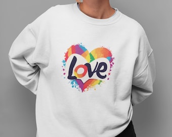 Sweat-shirt Love Pride arc-en-ciel, cadeau fierté LGBTQ+ pour amis et alliés