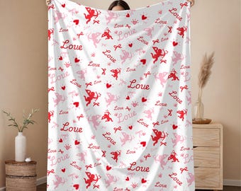 Cupid Velveteen Plush Blanket, Romantic Throw Blanket, Cozy Love & Friendship Home Decor Gift