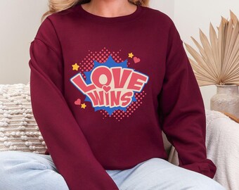 Sweat-shirt Love Wins Pride, chemise Pop Art LGBTQ+, cadeau de fierté