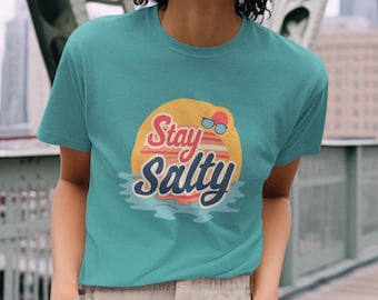 Stay Salty Shirt, Comfort Colors Retro Beach Tee, Ocean Vibes Summer T-Shirt
