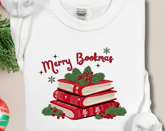 Merry Bookmas Christmas Sweatshirt, Book Lover Gift