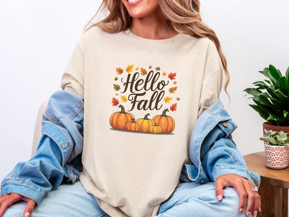 Hello Fall Shirt or Sweatshirt, Cozy Autumn Thanksgiving Tee, Rustic Fall Outfit