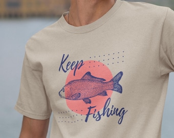 Chemise Keep Fishing, t-shirt de pêche graphique rétro, cadeau de pêcheur