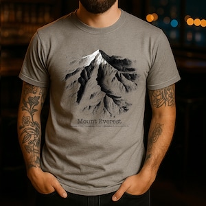 Mount Everest Relief Map T-Shirt: 3D Topographic Graphic Tee
