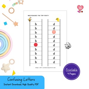 Juego de letras confusas – b d p q m n Actividad de reconocimiento de letras para preescolar y jardín de infantes