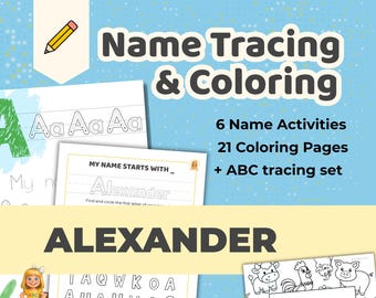 ALEXANDER - Personalized Name Tracing Worksheet Printable - Preschool Practice Sheet - ABC's