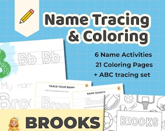 BROOKS - Personalized Name Tracing Worksheet Printable - Preschool Practice Sheet - ABC's