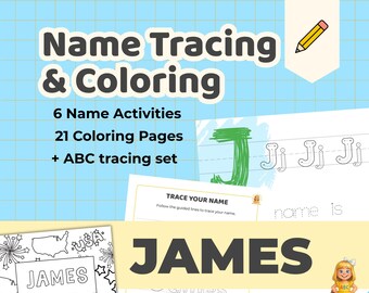 JAMES - Personalized Name Tracing Worksheet Printable - Preschool Practice Sheet - ABC's