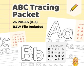 ABC Letter Tracing Worksheet: Handwriting Practice, Alphabet Coloring (PDF Download)