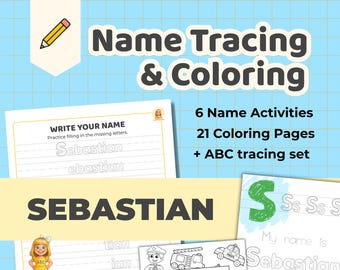 SEBASTIAN - Personalized Name Tracing Worksheet Printable - Preschool Practice Sheet - ABC's