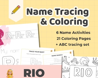 RIO - Personalized Name Tracing Worksheet Printable - Preschool Practice Sheet - ABC's