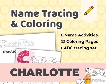 CHARLOTTE - Name Tracing Worksheet for Preschoolers - Personalized ABC Tracing Printable - Custom Kids Practice