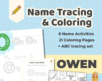 OWEN - Personalized Name Tracing Worksheet Printable - Preschool Practice Sheet - ABC's