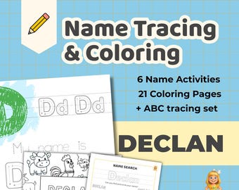 DECLAN - Personalized Name Tracing Worksheet Printable - Preschool Practice Sheet - ABC's