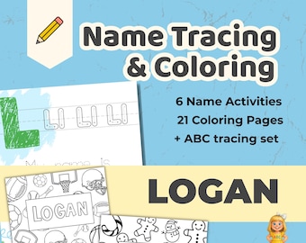 LOGAN - Personalized Name Tracing Worksheet Printable - Preschool Practice Sheet - ABC's