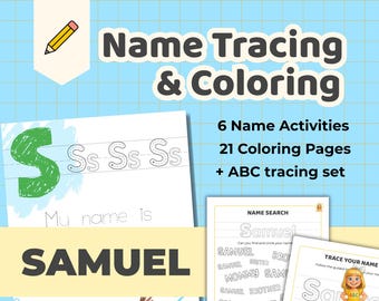 SAMUEL - Personalized Name Tracing Worksheet Printable - Preschool Practice Sheet - ABC's