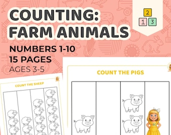 Farm Animal Counting Worksheet: Numbers 1-10, Preschool Printable (PDF Download)