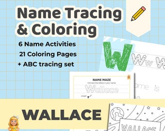 WALLACE - Personalized Name Tracing Worksheet Printable - Preschool Practice Sheet - ABC's
