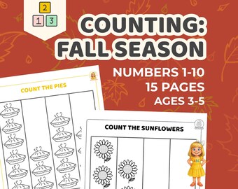Fall Counting Worksheets: Preschool Math Activities, Numbers 1-10 (Printable Packet)