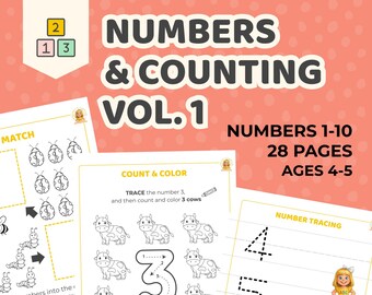 Preschool Numbers Activity Packet: Tracing, Counting, Matching (PDF Download)