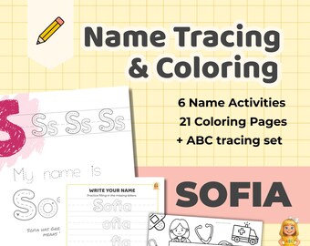 SOFIA - Personalized Name Tracing Worksheet  - Preschool ABC Practice Printable - Custom Name Writing Sheet