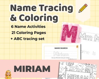 MIRIAM - Personalized Name Tracing Worksheet Printable - Preschool Practice Sheet - ABC's