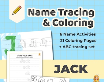 JACK - Alphabet Name Tracing Printable - Custom Handwriting Practice Sheet - Preschool Learning Activity