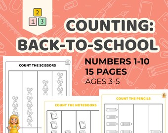 Back to School Counting Worksheet: Numbers 1-10 & Coloring (PDF Printable)