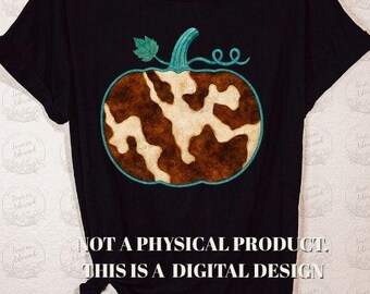Diseño digital DTF de sublimación de calabaza de piel de vaca turquesa