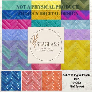 Sea Glass Digital Paper Set of 18 Sublimation Clipart Digital Design