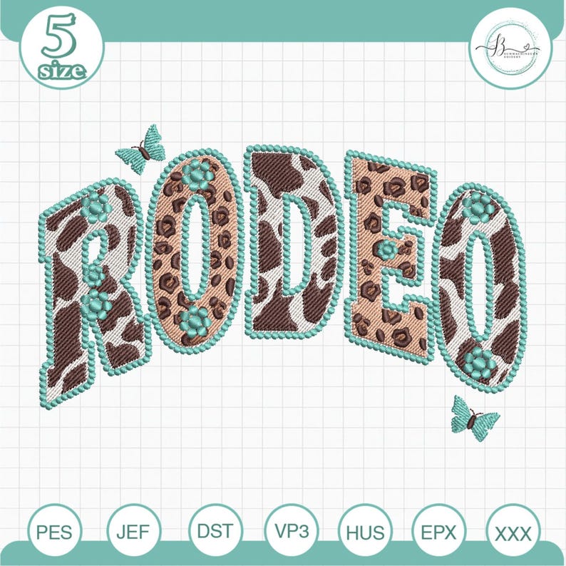 Rodeo Western Embroidery Design, Cow Print Western Lettering Embroidery ...