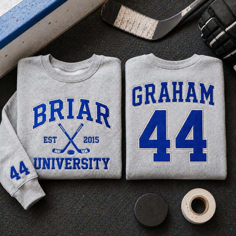 Custom Briar University Hockey Embroidered Shirt, Graham 44 Sweatshirt ...