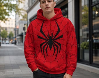 Spider Cosplay Hoodie, Superhero Costume, Halloween Pullover for Kid Adult, Comic Hero Theme Park Outfit