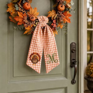 Broderad krans med höstpumpa, krans med höstmotiv, dörrdekoration till Thanksgiving, dekoration inför den kusliga säsongen
