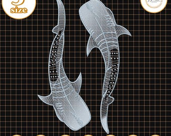 Minimal Wal Stickdatei, Ocean Sea Life Stickdatei, Moderne Meerestiere Stickdatei, Küsten Dekor Geschenkidee