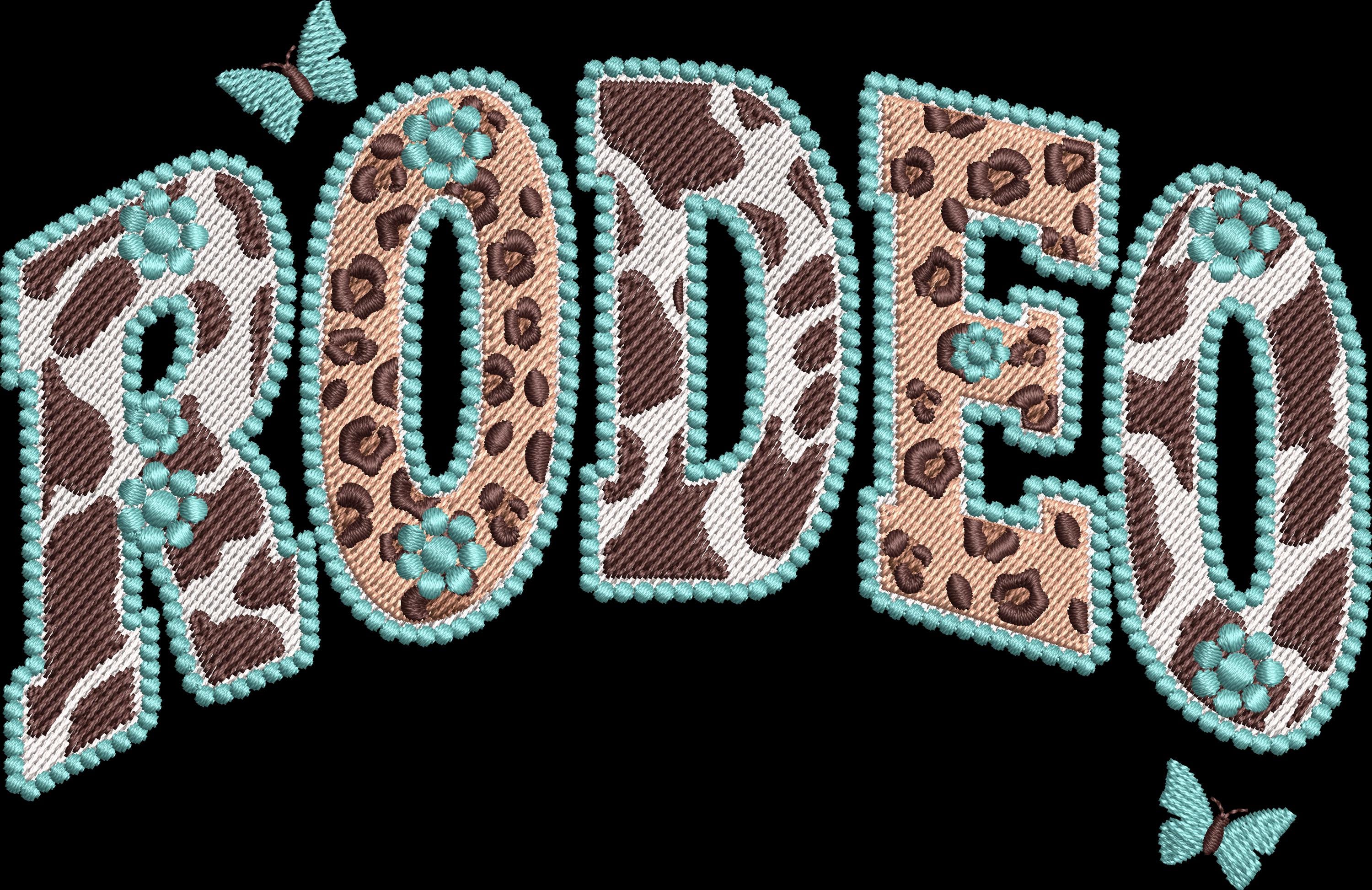 Rodeo Western Embroidery Design, Cow Print Western Lettering Embroidery ...