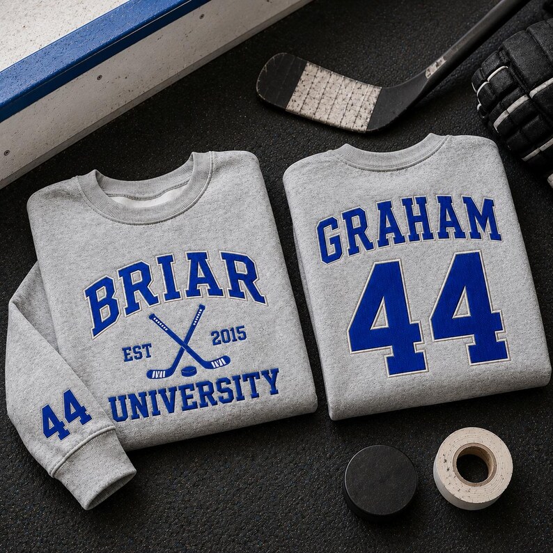 Custom Briar University Hockey Embroidered Shirt, Graham 44 Sweatshirt ...