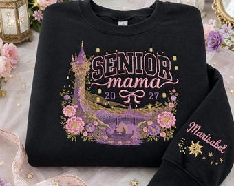 Individuell besticktes Sweatshirt für die Senior-Mama, Märchenturm-Rundhalsausschnitt, personalisiertes Abschlussgeschenk