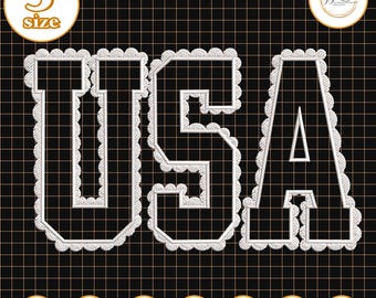 Projekt haftu z literą USA, Patriotyczny plik do haftu USA, Pomysł na 250 lat wolności, Prezent na 4 lipca