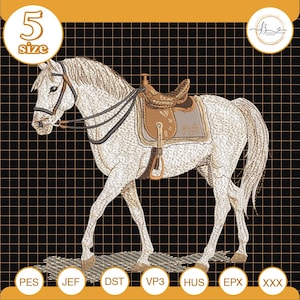 Hästbroderidesign, sadelhästbroderifil, cowboyhästbroderimönster, ranchhästdesign, hästälskarepresent