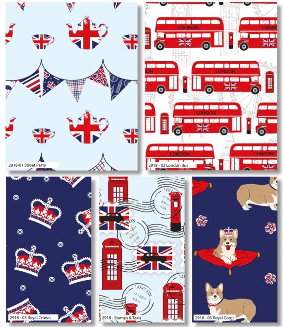 LONDON Themed FQ FABRIC X 5 by Craft Cotton Co. Etsy