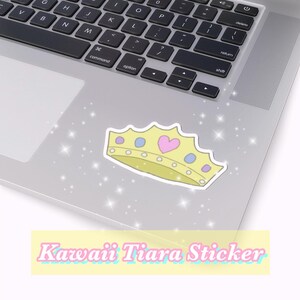 Kawaii Tiara Sticker- Magical Girl Crown Vinyl Decal, Cute Princess Aesthetic, Pastel Stationery, Scrapbook and Laptop Decor