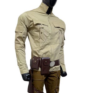 Star Wars Rebel Officer Inspired Flight Suit | Tan & Brown Cosplay Costume Set with Belt and Holster | Custom Sci-Fi Outfit